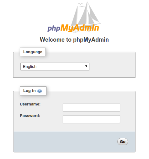 Página de login de phpMyAdmin